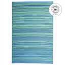 Fab Habitat Outdoor Rug - Waterproof, Fade Resistant, Crease-Free - Premium Recycled Plastic - Striped - Patio, Deck, Porch, Balcony, Laundry Room - Cancun - Turquoise & Moss Green - 4 x 6 ft