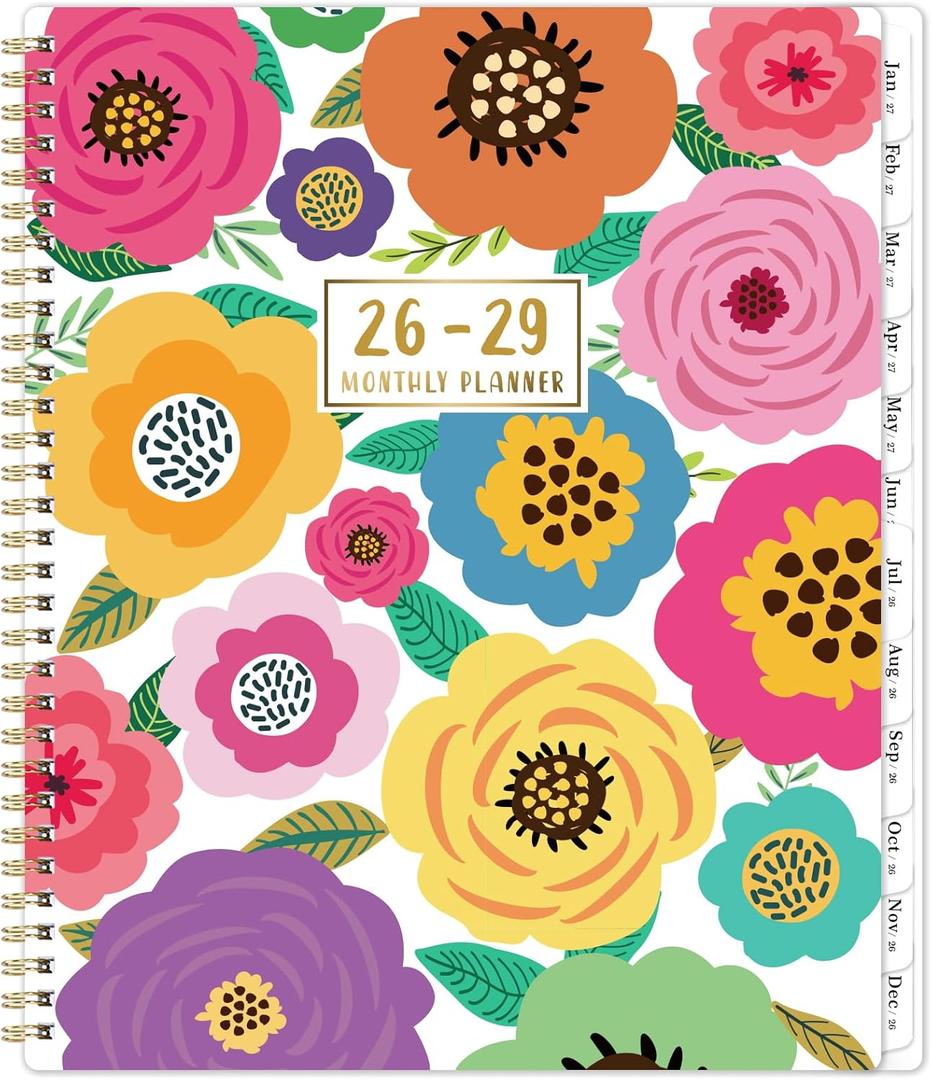 2026-2029 Monthly Planner - 3 Year Monthly Planner 2026-2029, Jul.2026 - Jun.2029, 9" x 11", 3 Year Calendar with 36-Month Tabs, Inner Pocket - Floral