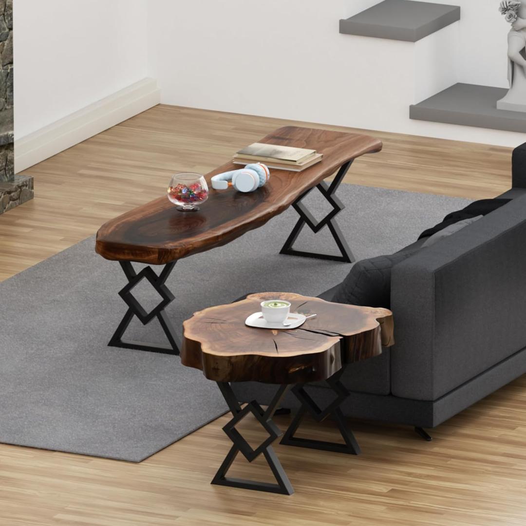 Metal Bench Legs 16" H x 11.8" W Black Coffee Table Legs Modern Industrial Style Heavy-Duty Metal Bench Legs