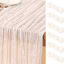 DeZerlor Ivory White Cheesecloth Table Runner 6 Pack Spring Easter Table Runners Boho Gauze 120 Inches White Cheese Cloth Table Decor for Wedding Bridal Baby Shower Parties