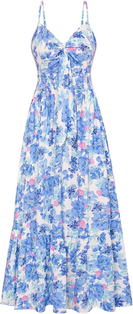 GRACE KARIN Womens Summer Floral Maxi Dresses 2026 Long Flowy Boho Dress Beach Vacation Sundresses Casual Clothes with Pocket, S