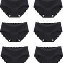 Mink Women's Seamless Underwear Hipster No Show Panties Ice Silk Briefs Soft Stretch Bikini Underwear 6 Pack, Black, Large