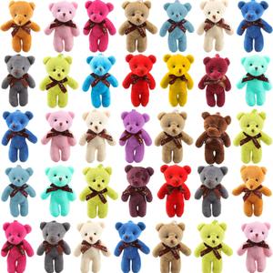 51 Packs Mini Teddy Bear Toy Plush Stuffed Tiny Bear Doll for DIY Keychain Birthday Wedding Party Favor Valentines Gifts, 17 Colors