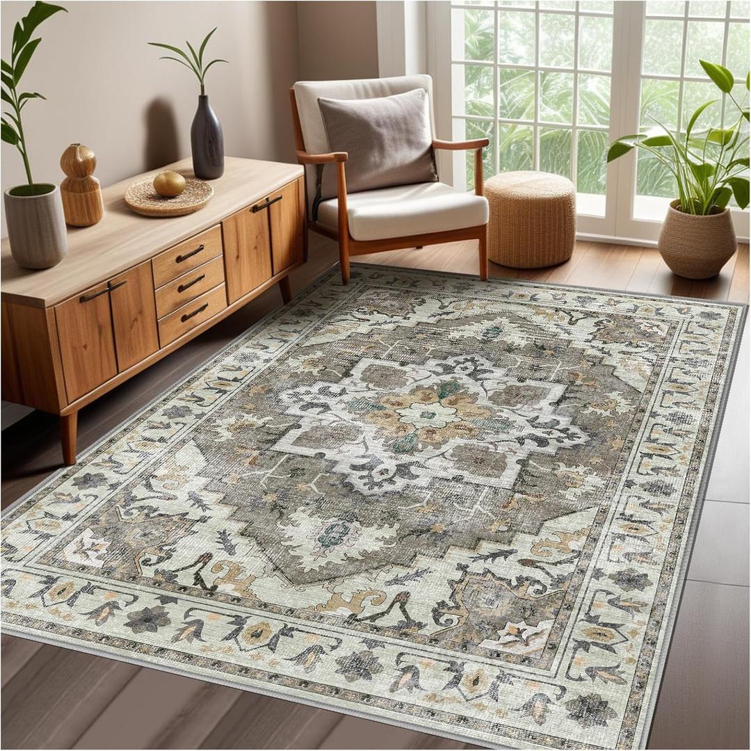  KGAUT 4x6 Area Rugs for Living Room Boho Rug Machine Washable Rug for Bedroom Indoor Soft Large Carpet Vintage Non Slip Foldable for Dining Room Entryway