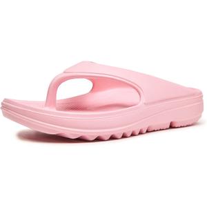 Oudizz Orthopedic Sandals Flip Flops for Women Arch Support Pillow Soft Recovery Thong Sandals Spa Summer Beach Cloud Slides, 6.5 Women/5 Men (Pink)