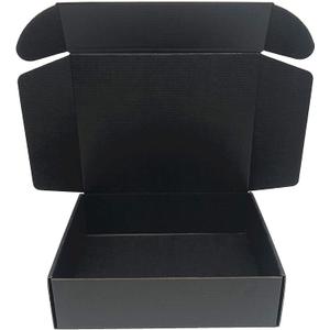 Black Cardboard Shipping Box 10 x 10 x 3.95 Inch Corrugated Packaging Storage Boxes 10 Pack (Inside Size: 9.3 x 9.8 x 3.8")