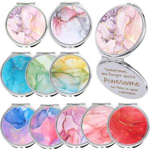 Sliner 10 Pcs Inspirational Compact Folding Mirror for Mom Mother's Day Inspirational Small Gifts that Reminds Mothers, You're Awesome for Women Client Girlfriends Staff Travel Weddings Birthdays