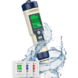 Pawfly Pool Salt Tester & pH Meter, 5 in 1 pH Salinity TDS EC & Temperature Meter, Digital Salinity Tester TDS Meter for Swimming Pool Drinking Water Aquarium Hot Tub Saltwater & Spa