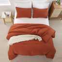 ROSGONIA Queen Comforter Set Burnt Orange, 3pcs (1 Boho Terracotta Comforter & 2 Pillowcases), Lightweight Fall Bedding Rust Blanket All Season Quilt