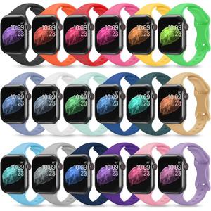 18 Pack Slim Bands Compatible with Apple Watch Band 49mm 46mm 45mm 44mm 42mm 41mm 40mm 38mm for Women Men, Sport Silicone Thin Narrow Strap for iWatch Series Ultra 11 10 9 8 SE 7 6 5 4 3 2 1