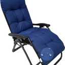 Srutirbo Waterproof Patio Lounge Chair Cushion, Indoor Outdoor Sun Lounger Pad Replacement with Ties, Rocking Chair Sofa Cushion Non-Slip High Back Chair Cushions, 66 Inch (Blue)