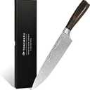 Chef Knife, 8 inch Professional High Carbon Razor Super Sharp German Stainless Steel - Kitchen Chef Kitchen Knife with Ergonomic Forged PakkaWood Handle, with Luxury Gift Box, for Family
