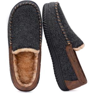 RockDove Men's Hearthfire Memory Foam Moc Slipper (13, Black)