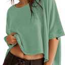 UEU Womens Summer Oversized Tops Casual Loose Crop T Shirts Crewneck Basic Boxy Tee Shirt Trendy Outfits Blouse ,2XL