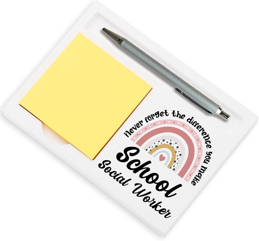 School Social Worker Gifts, Thank You Appreciation Gifts for School Social Worker Week Graduation Birthday Christmas Office Desk Self-Stick Note Pad Holders S2B7