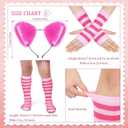 Cozypower Carnival Pink Striped Cat Costume Accessories Set Skirt Tutu Socks Ear Headband for Halloween Cosplay Dress up (Medium)