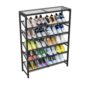Simple Trending Shoe Rack, 6 Tier Shoe Organizer Holds 25 Pairs, Metal Shoe Storage with Adjustable Shelves, Tempered Glass, Black Simple Trending Shoe Rack, 6 Tier Shoe Organizer Holds 25 Pairs, Metal Shoe Storage with Adjustable Shelves, Tempered Glass, Black
