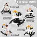 Baby Walker, 5 in 1 Baby Walkers for Boys Girls 6-12 Months, Foldable Walkers for Babies with Bouncer & Feeding Tray, Music, Adjustable Heights, Activity Walker for Infant