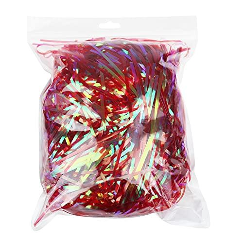 250 Grams Iridescent Plastic Hamper Shreds DIY Gift Wrapping Confetti Basket Filler Party Supplies (Red)