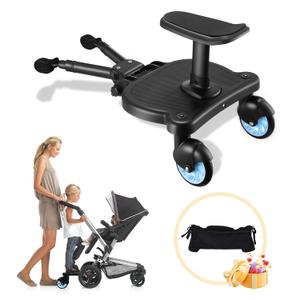 Universal Stroller Board 2 in 1 Sit and Stand Stroller Glider Board with Detachable Seat and Portable Carrying Bag Buggy Board for 99% Strollers Holds Children Up to 55 LBS Blue