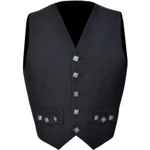 Scottish Black Argyle 5 Buttons Kilt Waistcoat/Vest (Black) 46