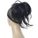 Lydell Adjustable Messy Style Ponytail Hair Extension Synthetic Hairpiece with Jaw Claw (Natural Black)