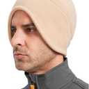 Zylioo XXL Fleece Skull Cap for Men Women, Cycling Beanie for Big Heads, Thermal Helmet Liner, Lightweight Athletic Hat (Light Brown-no Mask)