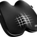Skechers Seat Cushion, Ergonomic Memory Foam Cushion for Long Sitting Hours on Office & Home Chair, Car Seat Cushion for Sciatica, Coccyx Cushion,Black