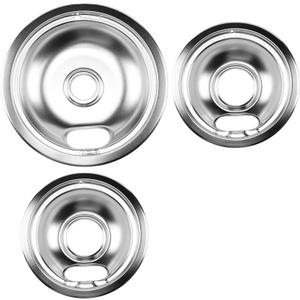 Cenipar W10196405 Range 8 inch Drip Bowl &W10196406 Range 6 Inch Drip Bowl(3 Pack) Chrome Plated for Electric Surface Burner