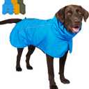 Tuff Pupper Waterproof Dog Raincoat | Full-Body Windproof Rain Jacket for Dogs | Reflective Strips | Breathable Mesh Lining | Adjustable Fit | Leash Port | Small Medium Large XL XXL Dogs, Blue, XL, 60-80 Lbs