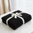 Longhui Bedding Black Cotton Cable Knit Throw Blanket for Couch Sofa Chair Bed Home Decorative, 2.5 Pounds 50 x 60 Inch Lightweight Woven Throw Blankets with Bonus Laundering Bag, Machine Wash