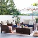 Favoyard Patio Chair Cushions 22 x 22 x 3 Inch Waterproof Outdoor Seat Cushions for Patio Furniture 3-Year Color Fastness Garden Sofa Couch Pads with Handle & Adjustable Straps Set of 2, Blue
