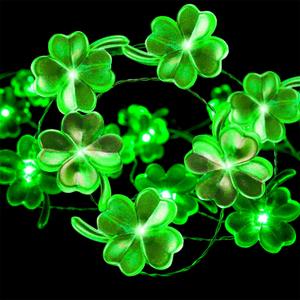 St Patricks Day Decorations Shamrocks String Lights Battery Operated with Timer 13 ft 40 LEDs Lucky Clover Green Lights for Office Party Feast of Saint St. Patrick's Day Accessories Door Decor
