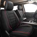 Car Seat Covers for Dodge Ram Full Set,Fit Ram 2009-2026 1500/2500/3500 Pick-up Truck,Crew,Regular,Quad,Mega Cab,Waterproof Leather Seat Covers Protectors（5 PCS Full Set,Black/Red）