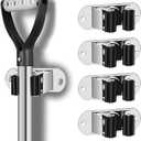 HYRIXDIRECT Mop and Broom Holder Wall Mount Heavy Duty Stainless Steel Wall Mounted Broom Organizer Laundry Room Home Garden Garage Storage and Organization Rack (Silver)