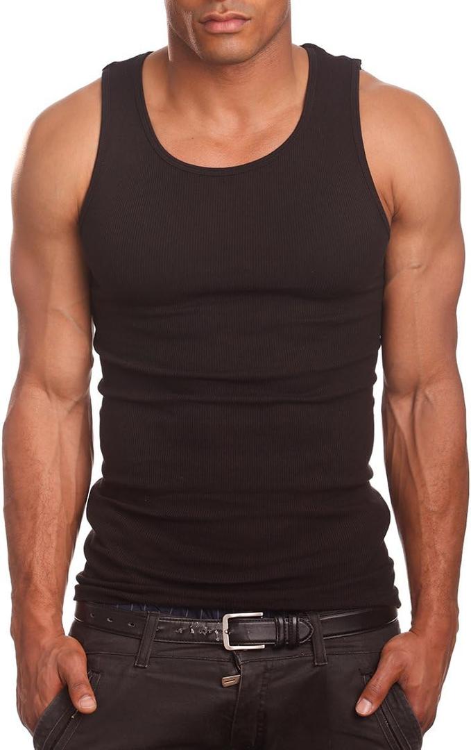 Mens A-Shirts 3 Pack Undershirt, 3XL, Black
