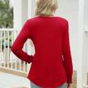 LOMON Women Tops Long Sleeve Blouses Dressy Casual Crewneck Pleated Tunic Shirts 2026 Loose Fashion Clothes (Red, M)