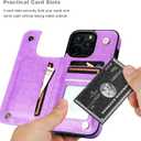 Vaburs Compatible with iPhone 16 Pro Max Case Wallet with Card Holder,Embossed Butterfly Pattern PU Leather Double Buttons Flip Protective Shockproof Cover for Magnetic Car Mount 6.9 Inch (Purple)