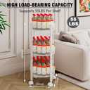 No Assemble 3 Tier Rolling Storage cart, Folding Utility cart with 2 Lockable Wheels, Multifunction Storage Organizer, Perfect for Bathroom, Kitchen, Snack, Craft (White)