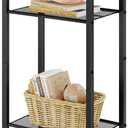 Hoctieon 3 Tier End Table, Telephone Table, Tall Side Table with Storage, Small Nightstand for Small Spaces, Metal Frame, For Living Room, Bedroom, Sofa Couch, Hall, Easy Assembly, Black