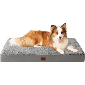 EHEYCIGA Orthopedic XL Dog Beds for Extra Large Dogs with Removable Washable Cover for Crate, Light Grey, 41x27 (41*27*3.5 inches)