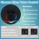 Round Digital Display Shower Valve 2 Way Shower Mixing Valve Concealed Installation Can Use All the Time Matte Black