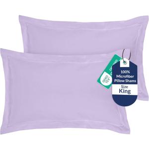 Royale Linens Pillow Shams 2 Pack King Size 20x36 Inch - Brushed 1800 Microfiber - Bed Pillow Shams, Wrinkle Resistant Super Soft and Cozy - Back Overlap Closure - Oxford Pillowcase (King, Lavender)