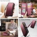 Defencase Compatible with iPhone 15 Pro Max Case Wallet with RFID Blocking Card Holder for Women Men, PU Leather Magnetic Snap Flip Zipper Strap Wallet Phone Case Fit for iPhone 15 Pro Max, Wine Red
