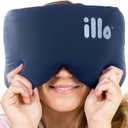 Illo Wearable Pillow Sleep Mask | Blackout Weighted Eye Mask for Sleeping Napping & Side Sleepers | Soft Mulberry Silk Blend Patented Light Blocking for Travel Bed Camping Airplane Work | Women & Men (Midnight Blue)