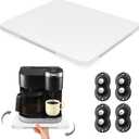 360 Rolling Tray Bamboo Appliance Slider for Kitchen Appliances, Coffee Maker Mat Tray for Countertops Sliding Tray for Coffee Maker Appliances Mat Easily from Under The Cabinet White 11.6x13.9