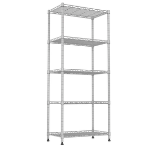 REGILLER 5-Wire Shelving Metal Storage Rack Adjustable Shelves,Standing Storage Shelf Units for Laundry Bathroom Kitchen Pantry Closet(Silver,11.8" D x 21.2" W x 53.5" H)