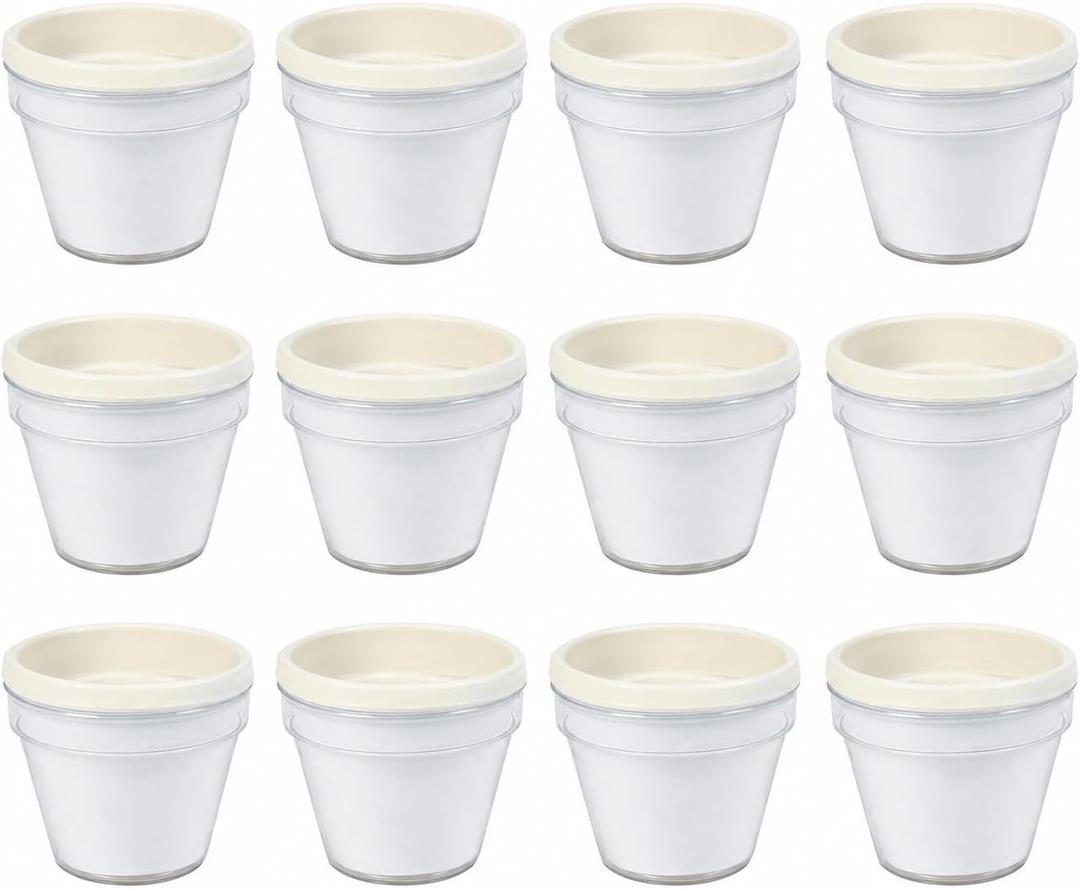 Fun Express DIY Flower Pots Bulk Craft Kit for Kids - 12 White Plastic Paint Plant Pots with Paper Inserts | Educational Toys for Painting Activities Ages 8-12 | Perfect for VBS, School & Home Crafts