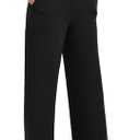 COPYLEAF Wide Leg Pants Woman High Waist Yoga Pants with Pockets Loose Stretch Dress Work Sweatpants Casual Lounge, Black,XL