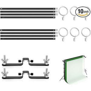 118" / 3m Background Folding Crossbar, Photography Lighting Muslin Backdrop Support Crossbar, 2 x 3m Crossbar, 2 x Mount,6 x Clip